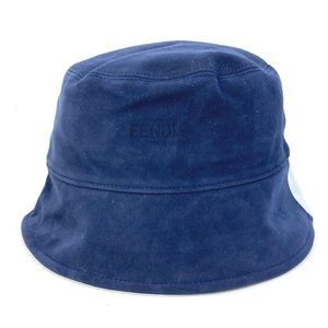 FENDI Logo Bicolor bucket hat bob hat Goatskin blue